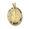 Rack Plating Brass Micro Pave Clear Cubic Zirconia Pendants KK-G500-02C-G-1