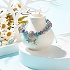 2Pcs 2 Style Natural Lava Rock & Synthetic Hematite Stretch Bracelets Set with Alloy Shell BJEW-JB08028-2