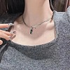 Rectangle 304 Stainless Steel Cubic Zirconia Snake Chain Pendant Necklaces FS-WGB1AC9-01-2