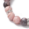 8.5mm Round Natural Pink Zebra Jasper Beaded Stretch Bracelets BJEW-JB10256-03-3