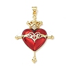 Brass Cubic Zirconia & Enamel Pendants KK-L253-24G-05-1
