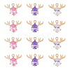 12Pcs 3 Colors Brass Glass Rhinestone Pendants GLAA-FH0001-82-1