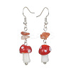 4 Pairs 4 Style Allloy Mushroom Dangle Earrings EJEW-TA00309-4
