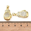 Sports Theme Brass Micro Pave Clear Cubic Zirconia Pendants KK-Z150-21G-03-3