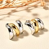 304 Stainless Steel Two Tone Stud Earrings EJEW-F355-05GP-01-1