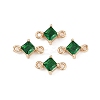 Brass Pave Glass Rhombus Links Connector Charms X1-GLAA-Q088-001F-1