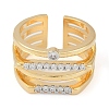 Brass Micro Pave Clear Cubic Zirconia Open Cuff Ring RJEW-Q819-03G-3