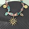 304 Stainless Steel Sun & Resin Fish Pendant Polyester Scarf Necklaces for Women NJEW-D340-03G-2