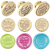 3Pcs 3 Styles Golden Plated Wax Seal Brass Stamp Head AJEW-CP0007-52A-1