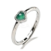 Heart Natural Dyed & Heated Green Onyx Agate Adjustable Rings RJEW-Q818-02P-04-2
