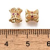 Brass Micro Pave Magenta Cubic Zirconia Beads KK-M318-24G-02-3