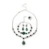 Teardrop Alloy Rhinestone Bracelets & Stud Earrings & Necklaces & Rings Set for Women SJEW-M102-02S-01-2