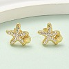 Brass Micro Pave Clear Cubic Zirconia Stud Earrings EJEW-A145-03C-G-1
