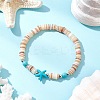 2Pcs Starfish & Tortoise Natural Freshwater Shell with Synthetic Turquoise Beads Stretch Bracelets for Men Women BJEW-JB11745-3