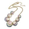 Summer Beach Alloy Colorful Enamel Multi Layer Flat Round Bib Necklaces NJEW-B113-04-3