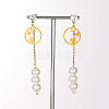 Golden 304 Stainless Steel Dangle Stud Earrings CL0746-3-2