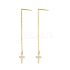 Cross Brass Micro Pave Clear Cubic Zirconia Ear Thread EJEW-H182-14G-4