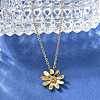 304 Stainless Steel Flower Pendant Necklaces for Women NJEW-A045-16G-3