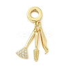 Brass Micro Pave Clear Cubic Zirconia Dentist European Dangle Charms KK-Z120-55G-01-1
