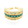 Cubic Zirconia Heart Open Cuff Ring RJEW-N035-137C-2