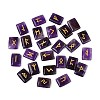 25Pcs Rectangle Natural Amethyst Rune Stones with Elder Futhark Alphabet Engraved G-T142-33-1