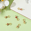 8Pcs Brass Red Enamel Vegetable European Dangle Charms OPDL-BBC0001-03G-02-3