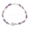 Natural Amethyst Beaded Stretch Bracelets BJEW-JB13199-03-2