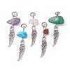 5Pcs 5 Styles Natural Mixed Gemstone Chip Pendants PALLOY-JF02299-01S-1