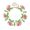 Flower Glass & Acrylic Charm Bracelets BJEW-JB10443-03-1
