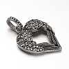 Antique Silver Plated 304 Stainless Steel Rhinestone Pendants STAS-M202-12A-2