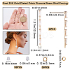 6Pcs Brass Pave Clear Cubic Zirconia Rectangle Tassel Stud Earring Findings DIY-CN0002-77-2