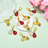 10Pcs 2 Styles Bees & Ladybird Alloy Enamel Pendant Decorations HJEW-YW00144-4