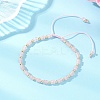 Flat Round Natural Rose Quartz Beads Braided Bead Bracelets BJEW-JB13247-02-1