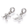 Platinum Rack Plating Alloy Rhinestone European Dangle Charms PALLOY-T048-36P-K-2