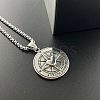 Stylish 304 Stainless Steel Heart Compass Pendant Punk Necklaces for Men RK6360-2