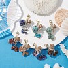 Chakra Natural & Synthetic Gemstone Chip inside Glass Wishing Bottle Pendants Decorations HJEW-JM01892-2