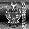 201 Stainless Steel Black Enamel Double Raven Pendant Necklaces LS-NJEW-H065-09P-1