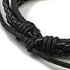 PU Leather & Waxed Cords Triple Layer Multi-strand Bracelets BJEW-F468-08-4