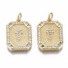 Brass Micro Pave Clear Cubic Zirconia Pendants KK-S356-234T-G-NF-1
