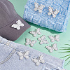 20Pcs Butterfly Rhinestone with Plastic Pearl Cloth Patches PATC-GA0001-59-5