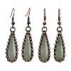 Brass Natural Mixed Stone Teardrop Dangle Earrings G-B149-15R-5