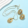 304 Stainless Steel Oval Pendant Necklaces & Stud Earrings Sets for Women SJEW-B020-01G-1