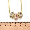 Brass Micro Pave Colorful Cubic Zirconia 3 Rondelles Pendant Box Chain Necklaces NJEW-K287-03G-5
