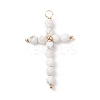 Natural Howlite Faceted Round Copper Wire Wrapped Pendants PALLOY-JF02011-03-1