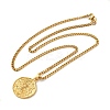 Brass Clear Cubic Zirconia Curb Chain Constellation Pendant Medal Necklaces for Women LS-NJEW-U010-01G-08-2