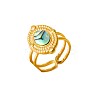 304 Stainless Steel with Natural Shell Cuff Open Rings for Women AL0644-4-3