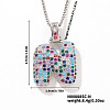 Brass Pave Colorful Cubic Zirconia Letter Pendant Box Chain Necklaces NU0575-40-1