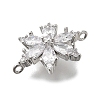 Brass Clear Cubic Zirconia Snowflake Connector Charms KK-Q048-19P-2
