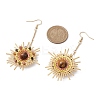 Natural Tourmaline & Tiger Eye Dangle Earrings EJEW-MZ00237-3