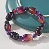Natural Blue Lace Agate Bead Stretch Bracelets G-P570-01B-3